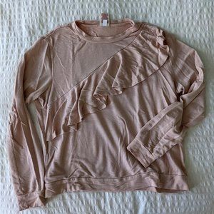 BLUSH PINK RUFFLE SWEATER